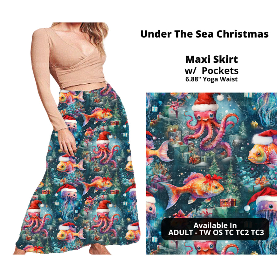 PREORDER Custom Swing and Maxi Skirts - Under The Sea Christmas - Closes 30 Sep - ETA late Dec 2024 Skirts