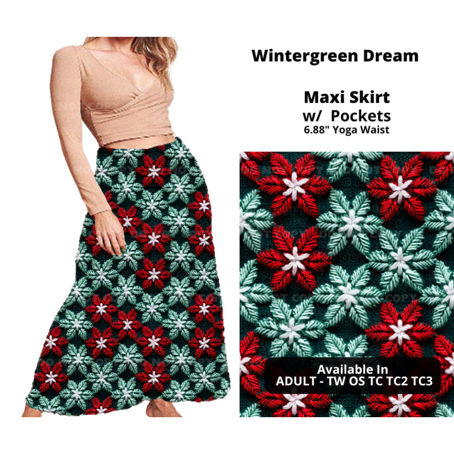 PREORDER Custom Swing and Maxi Skirts - Wintergreen Dream - Closes 30 Sep - ETA late Dec 2024 Skirts