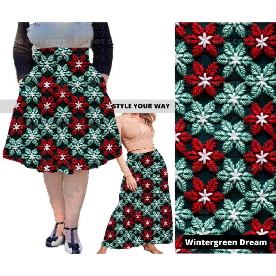 PREORDER Custom Swing and Maxi Skirts - Wintergreen Dream - Closes 30 Sep - ETA late Dec 2024 Skirts