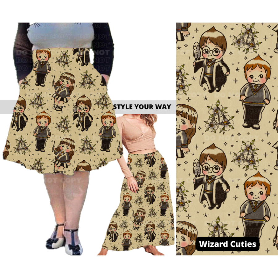 PREORDER Custom Swing and Maxi Skirts - Wizard Cuties - Closes 30 Sep - ETA late Dec 2024 Skirts