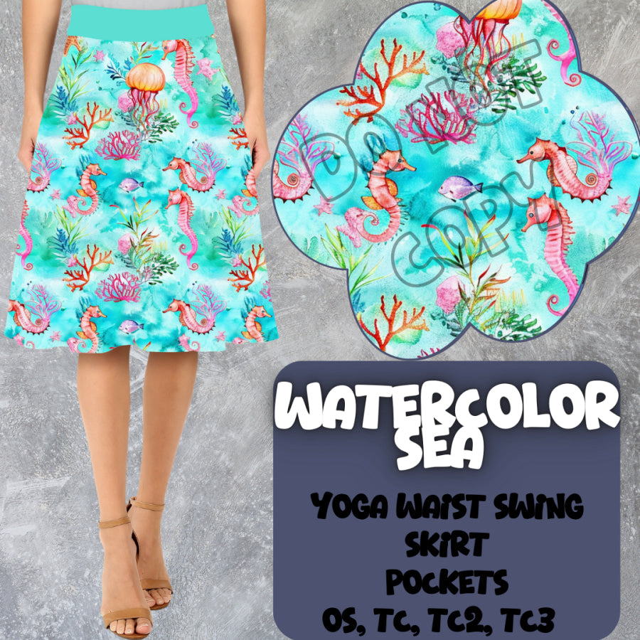 PREORDER Custom Swing Skirts - Watercolour Sea - Closes 15 Mar - ETA early Jun 2025 Skirts