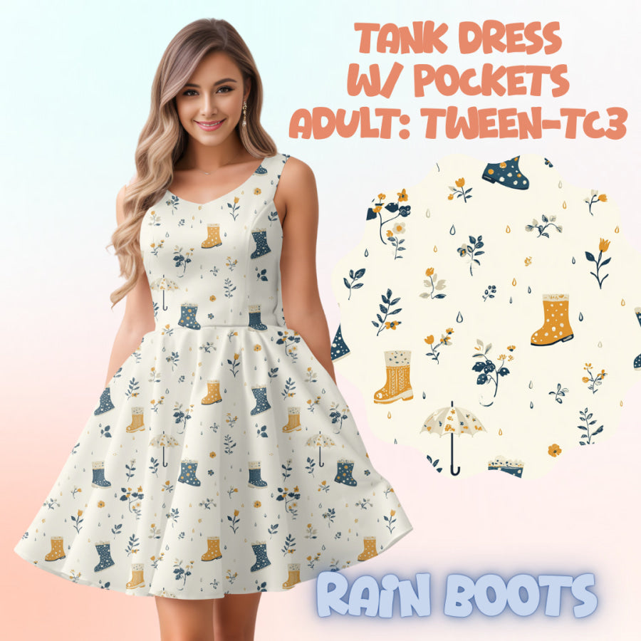 Preorder Custom Tank Dress w/ Pockets - Rain Boots - Closes 17 May - ETA mid Aug 2025 Dresses