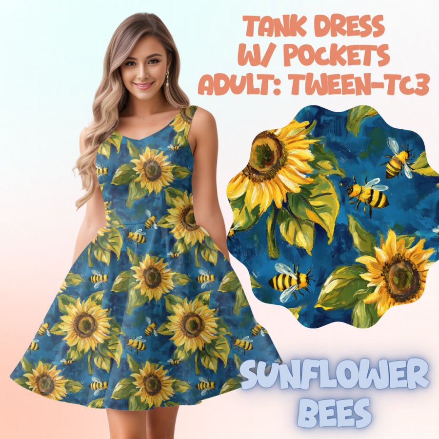 Preorder Custom Tank Dress w/ Pockets - Sunflower Bees - Closes 17 May - ETA mid Aug 2025 Dresses
