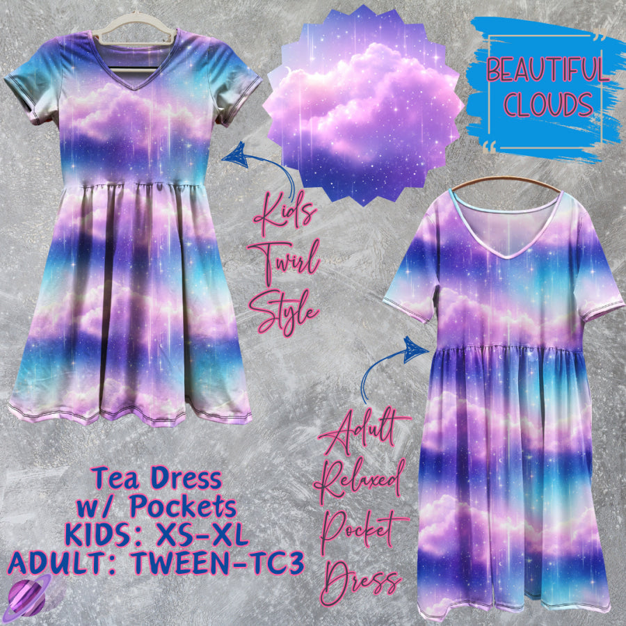 Preorder Custom Tea Dress w/ Pockets - Beautiful Clouds - Closes 15 May - ETA mid Aug 2025 Dresses