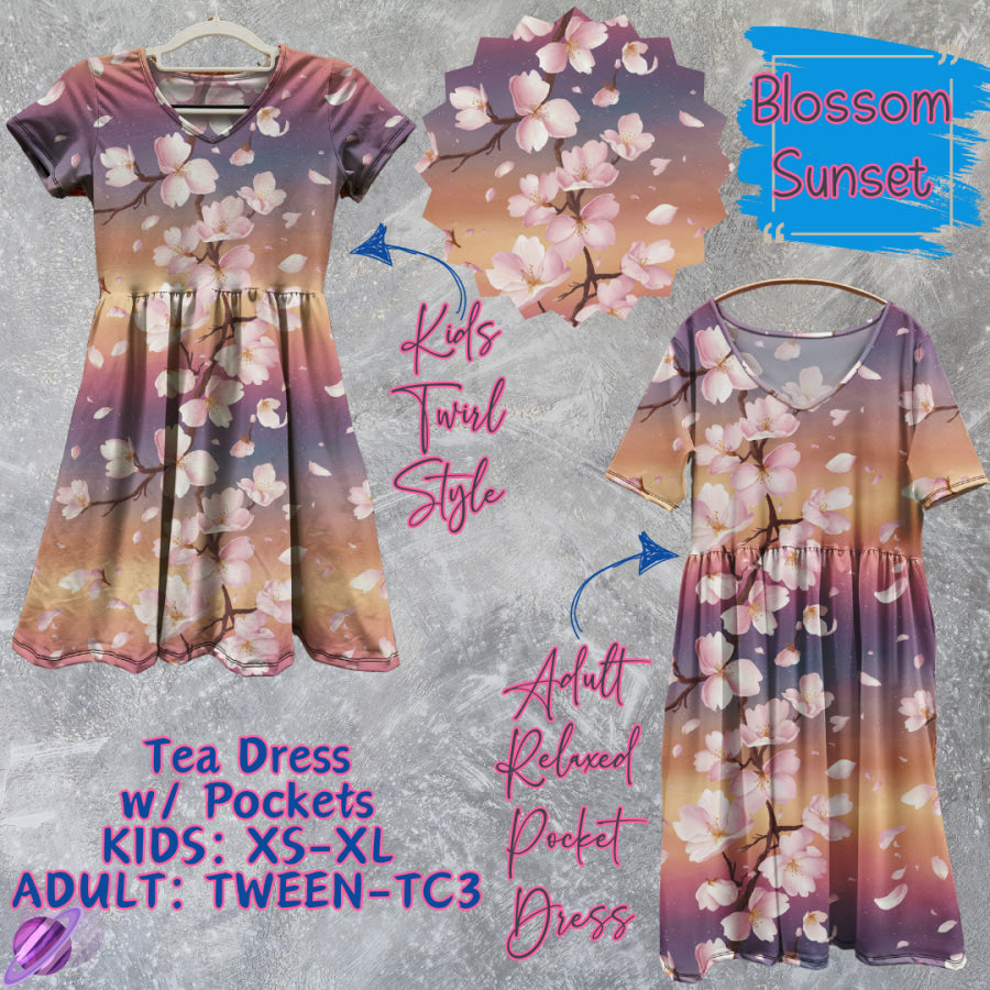 Preorder Custom Tea Dress w/ Pockets - Blossom Sunset - Closes 13 Mar - ETA late Jun 2025 Dresses