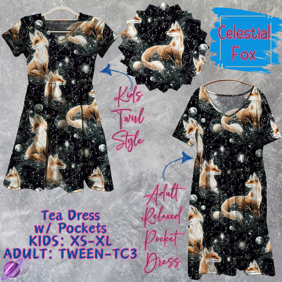 Preorder Custom Tea Dress w/ Pockets - Celestial Fox - Closes 13 Mar - ETA late Jun 2025 Dresses