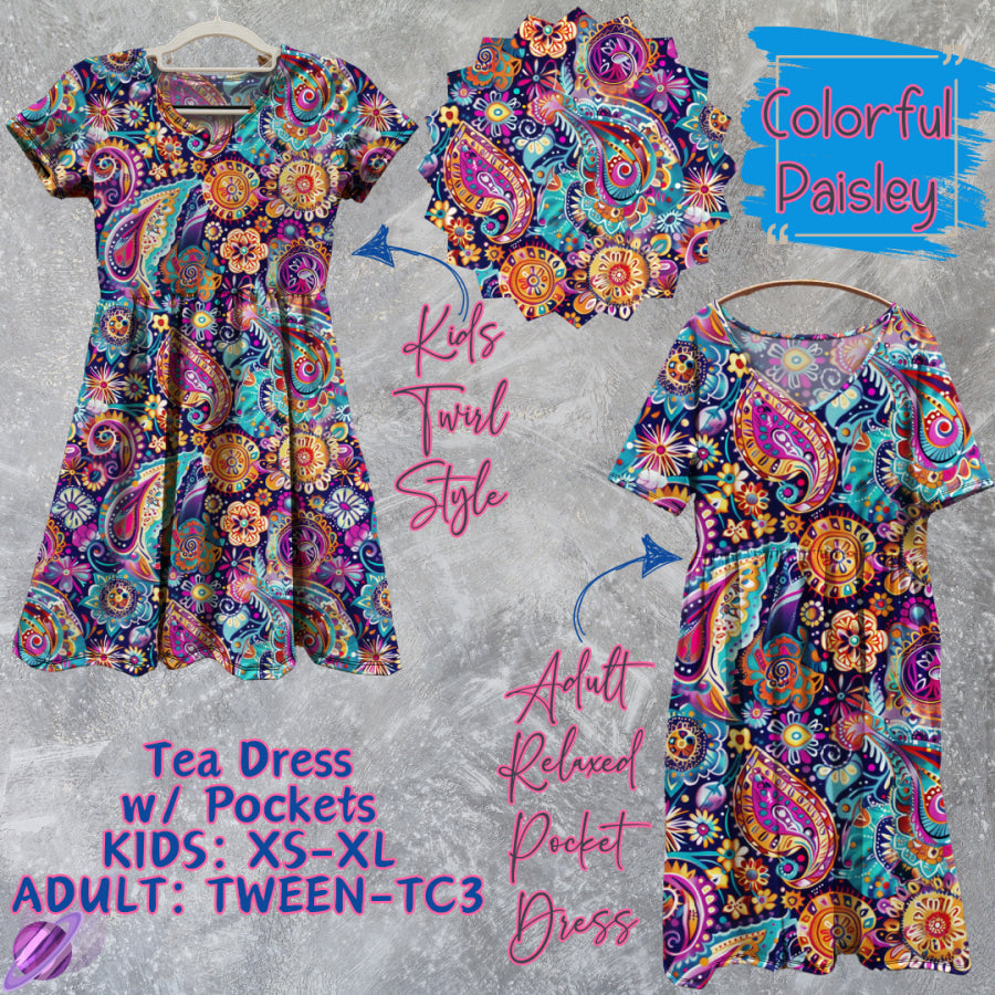 Preorder Custom Tea Dress w/ Pockets - Colourful Paisley - Closes 13 Mar - ETA late Jun 2025 Dresses