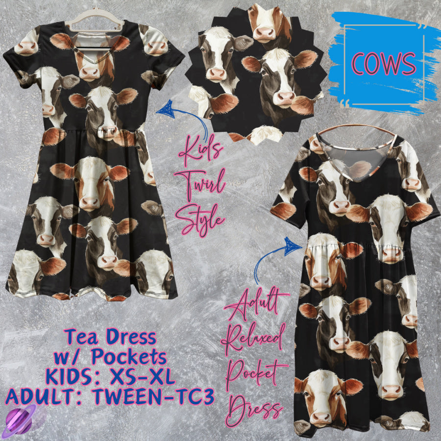 Preorder Custom Tea Dress w/ Pockets - Cows - Closes 13 Mar - ETA late Jun 2025 Dresses