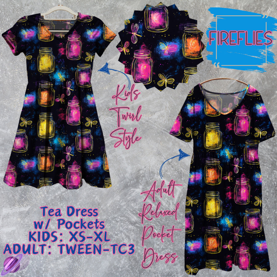 Preorder Custom Tea Dress w/ Pockets - Fireflies - Closes 15 May - ETA mid Aug 2025 Dresses