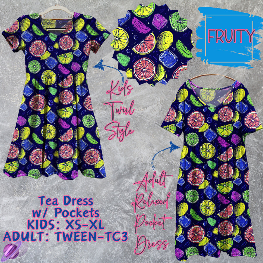 Preorder Custom Tea Dress w/ Pockets - Fruity - Closes 15 May - ETA mid Aug 2025 Dresses