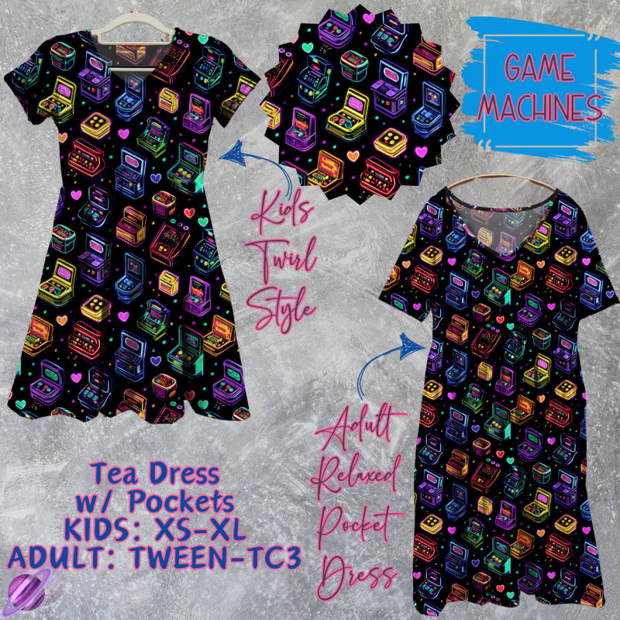 Preorder Custom Tea Dress w/ Pockets - Game Machines - Closes 15 May - ETA mid Aug 2025 Dresses