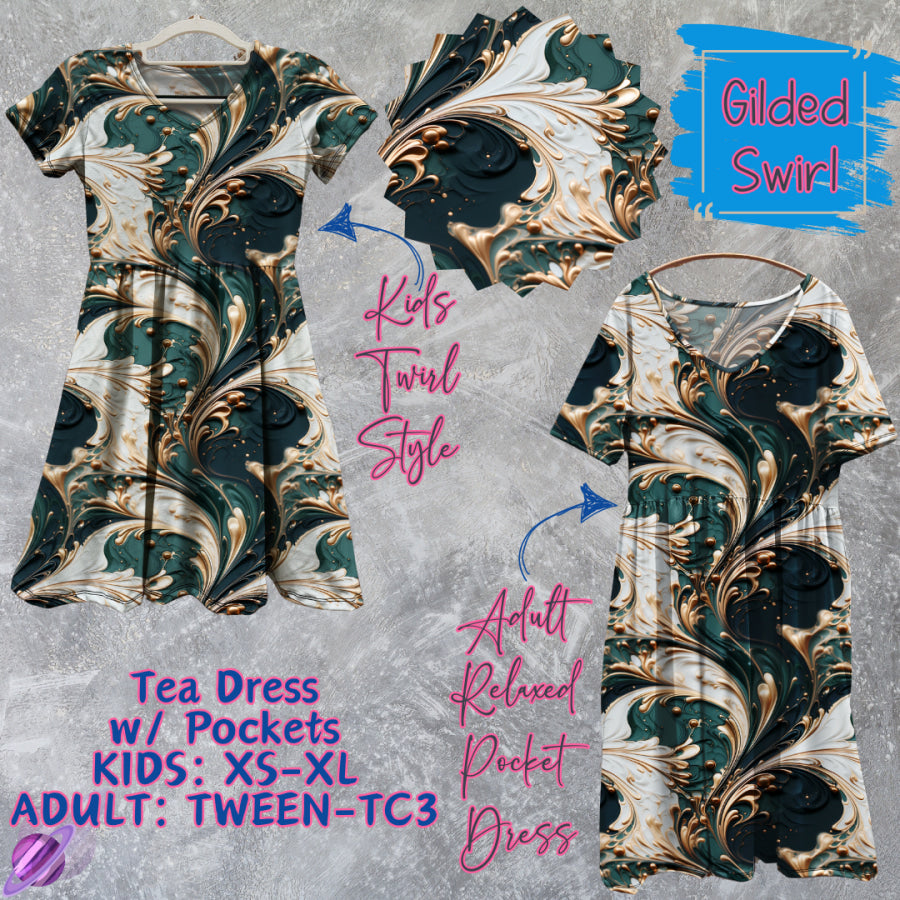 Preorder Custom Tea Dress w/ Pockets - Gilded Swirl - Closes 13 Mar - ETA late Jun 2025 Dresses