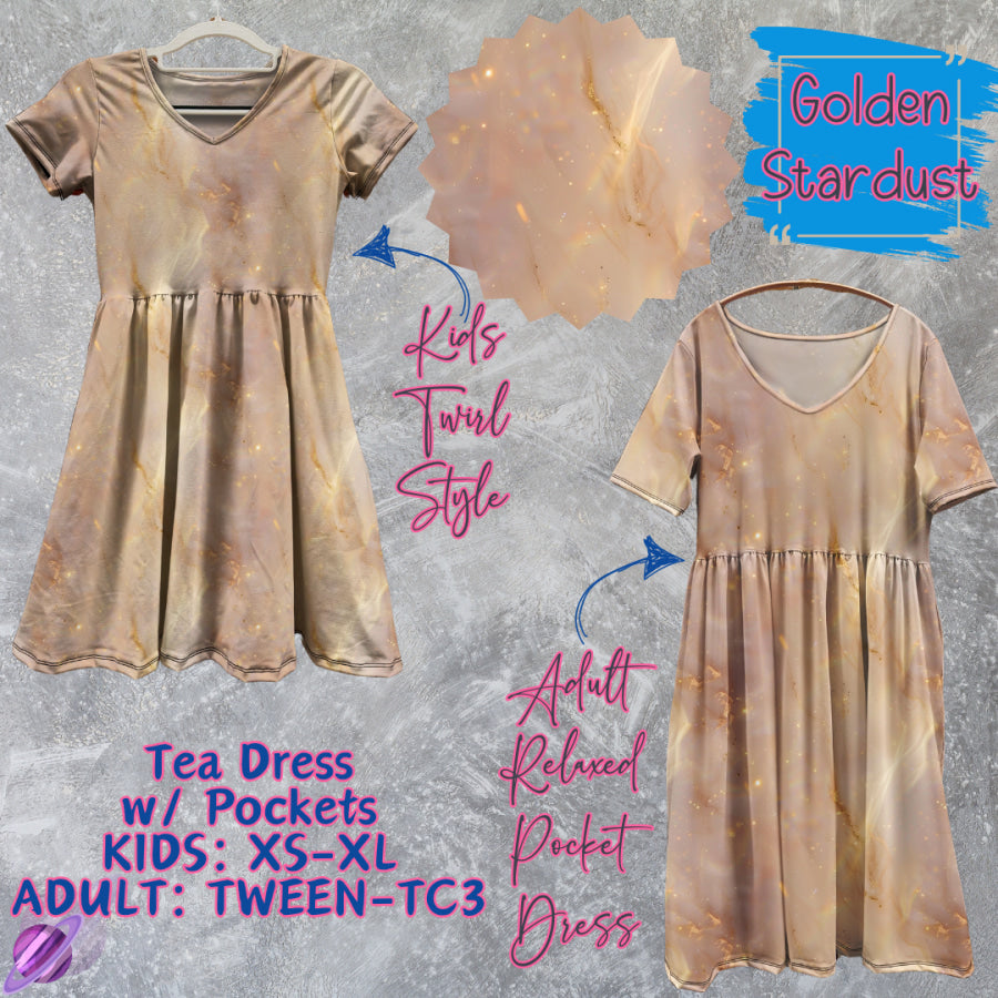 Preorder Custom Tea Dress w/ Pockets - Golden Stardust - Closes 13 Mar - ETA late Jun 2025 Dresses