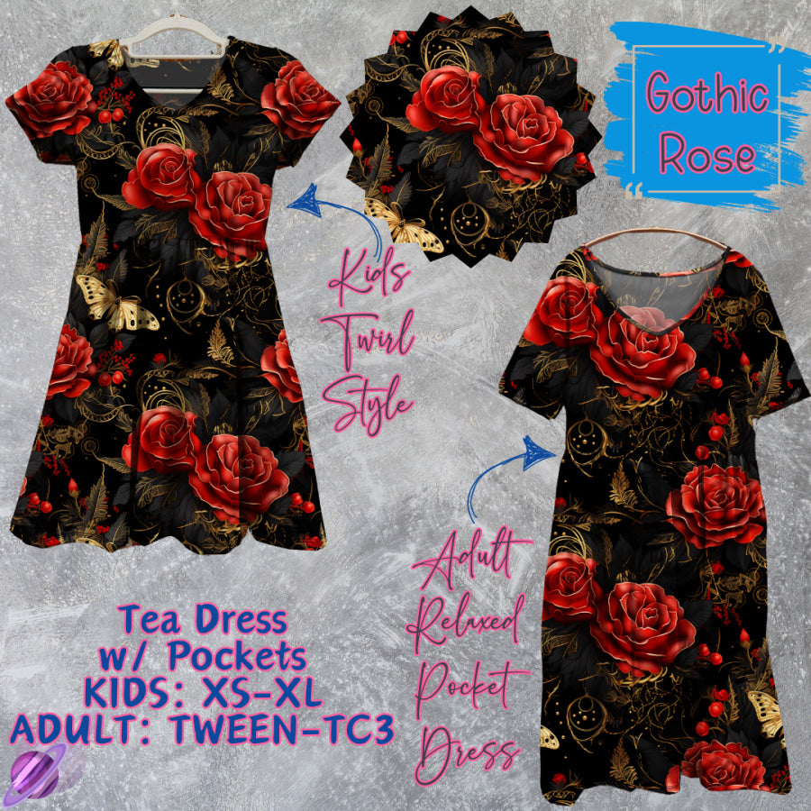 Preorder Custom Tea Dress w/ Pockets - Gothic Rose - Closes 13 Mar - ETA late Jun 2025 Dresses