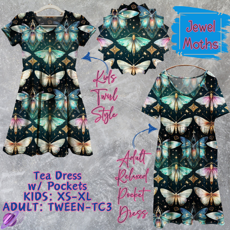 Preorder Custom Tea Dress w/ Pockets - Jewel Moths - Closes 13 Mar - ETA late Jun 2025 Dresses