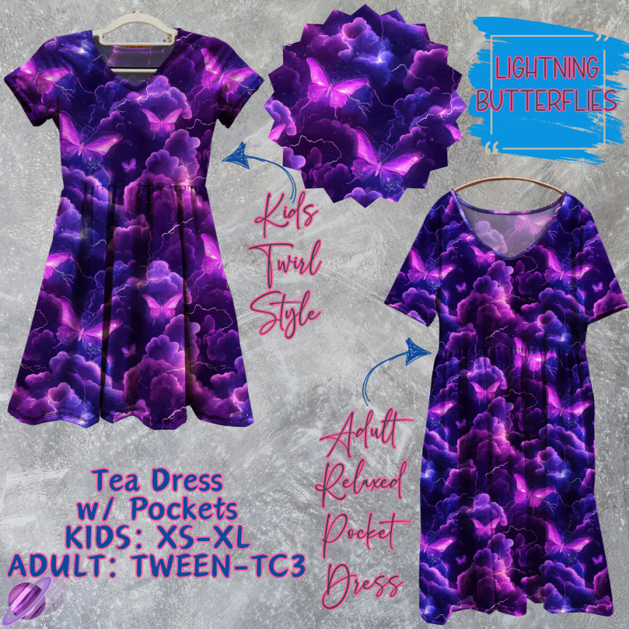 Preorder Custom Tea Dress w/ Pockets - Lightning Butterflies - Closes 15 May - ETA mid Aug 2025 Dresses