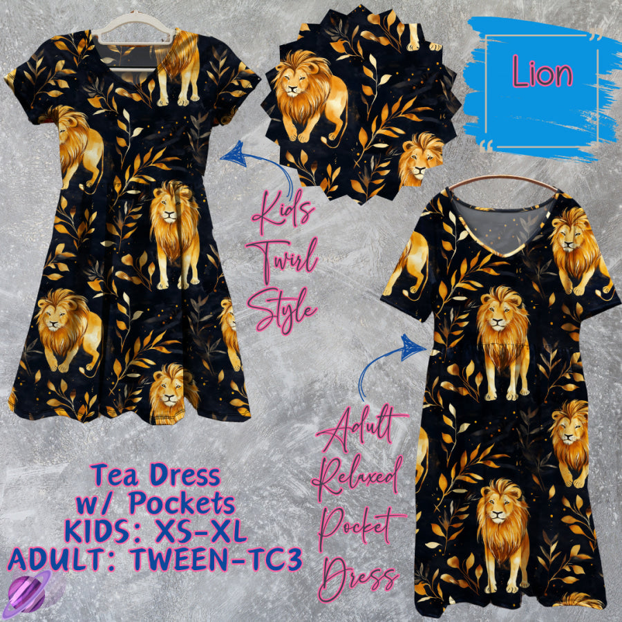 Preorder Custom Tea Dress w/ Pockets - Lion - Closes 13 Mar - ETA late Jun 2025 Dresses