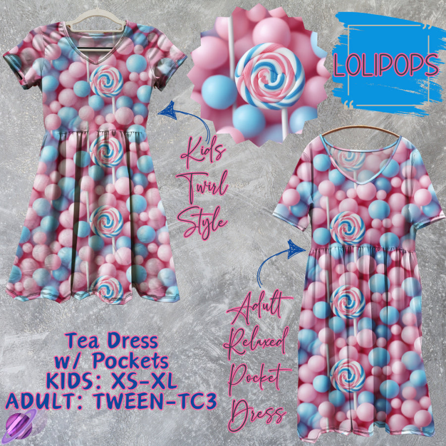 Preorder Custom Tea Dress w/ Pockets - Lollipops - Closes 15 May - ETA mid Aug 2025 Dresses