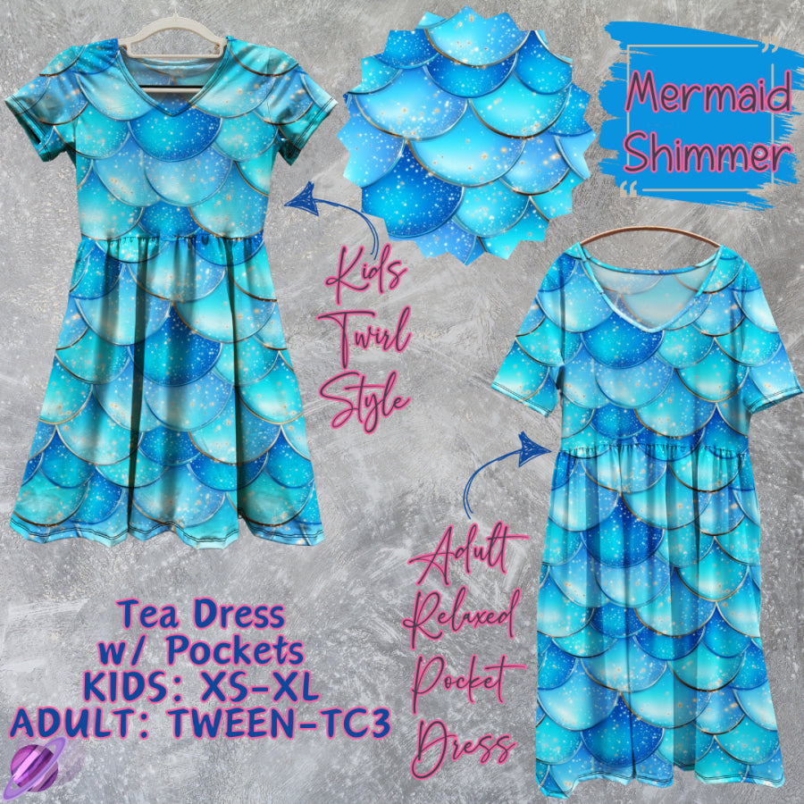 Preorder Custom Tea Dress w/ Pockets - Mermaid Shimmer - Closes 13 Mar - ETA late Jun 2025 Dresses