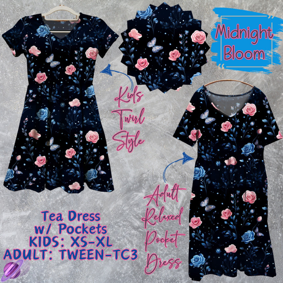 Preorder Custom Tea Dress w/ Pockets - Midnight Bloom - Closes 13 Mar - ETA late Jun 2025 Dresses