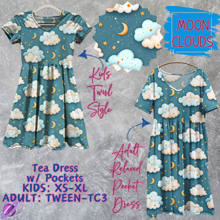Preorder Custom Tea Dress w/ Pockets - Moon Clouds - Closes 15 May - ETA mid Aug 2025 Dresses