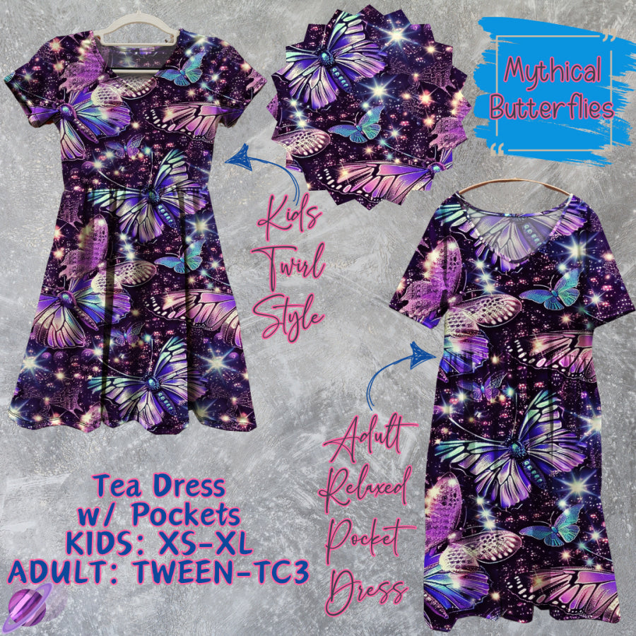 Preorder Custom Tea Dress w/ Pockets - Mythical Butterflies - Closes 13 Mar - ETA late Jun 2025 Dresses