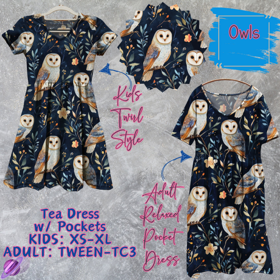 Preorder Custom Tea Dress w/ Pockets - Owls - Closes 13 Mar - ETA late Jun 2025 Dresses