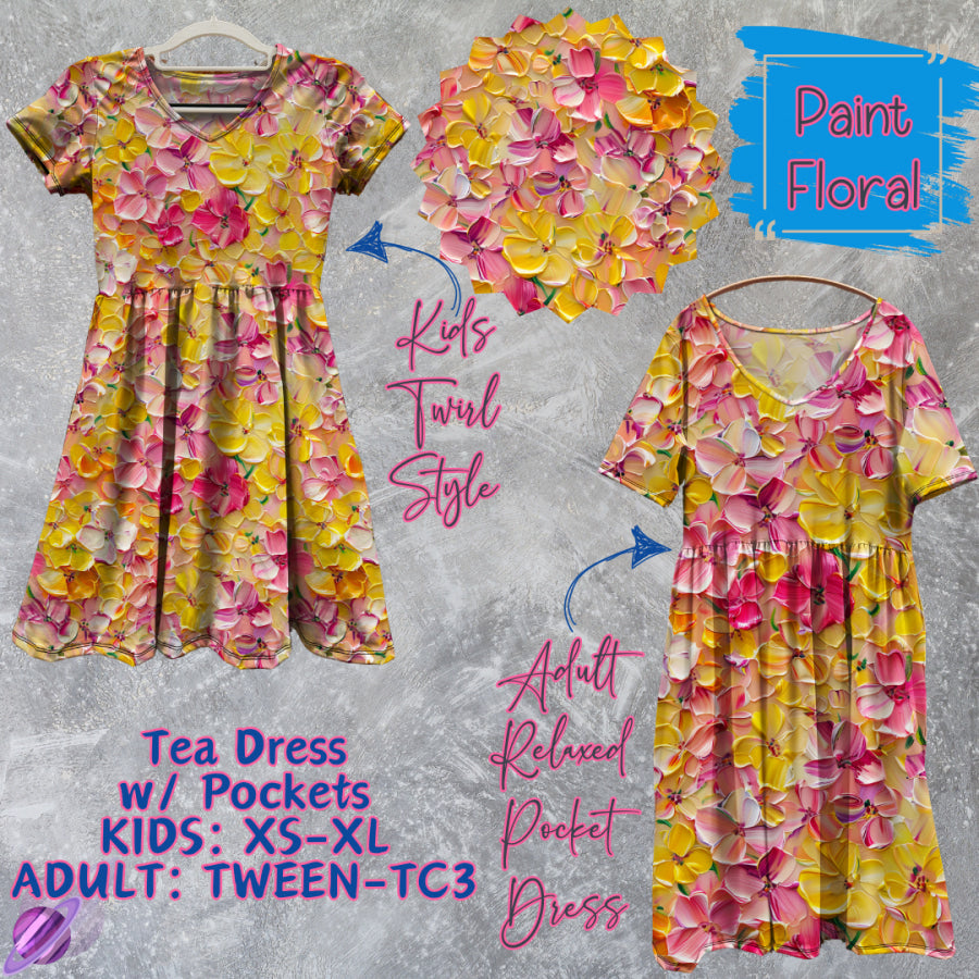 Preorder Custom Tea Dress w/ Pockets - Paint Floral - Closes 13 Mar - ETA late Jun 2025 Dresses