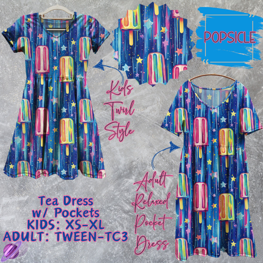 Preorder Custom Tea Dress w/ Pockets - Popsicle - Closes 15 May - ETA mid Aug 2025 Dresses