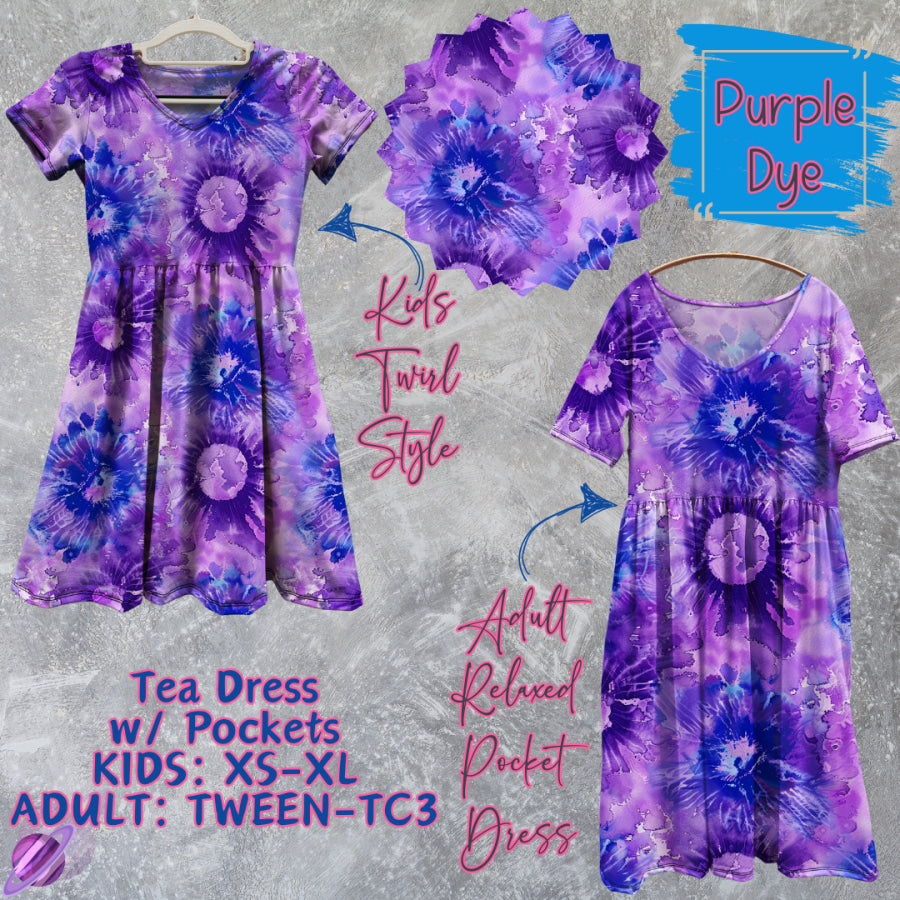 Preorder Custom Tea Dress w/ Pockets - Purple Dye - Closes 13 Mar - ETA late Jun 2025 Dresses