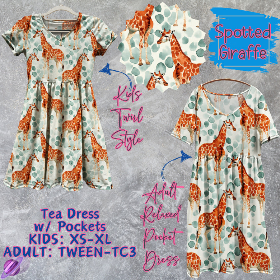 Preorder Custom Tea Dress w/ Pockets - Spotted Giraffe - Closes 13 Mar - ETA late Jun 2025 Dresses