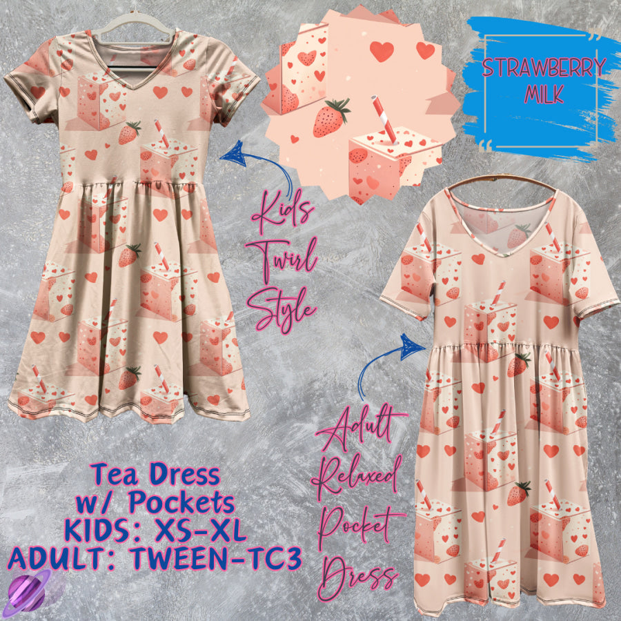 Preorder Custom Tea Dress w/ Pockets - Strawberry Milk - Closes 15 May - ETA mid Aug 2025 Dresses
