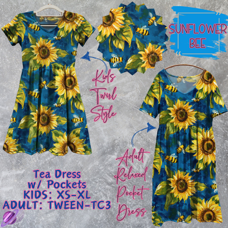 Preorder Custom Tea Dress w/ Pockets - Sunflower Bee - Closes 15 May - ETA mid Aug 2025 Dresses