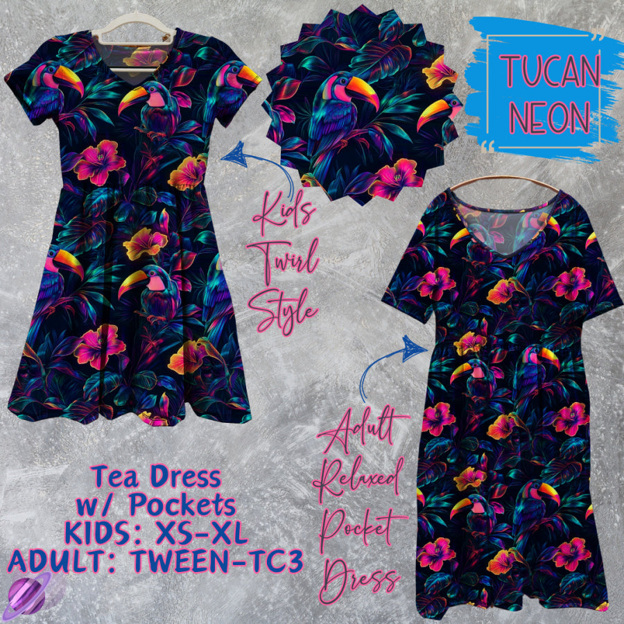 Preorder Custom Tea Dress w/ Pockets - Toucan Neon - Closes 15 May - ETA mid Aug 2025 Dresses