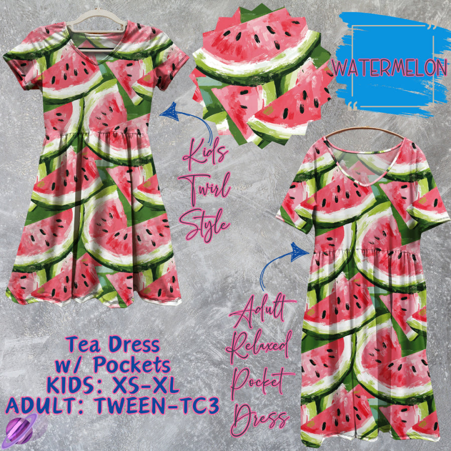 Preorder Custom Tea Dress w/ Pockets - Watermelon - Closes 15 May - ETA mid Aug 2025 Dresses