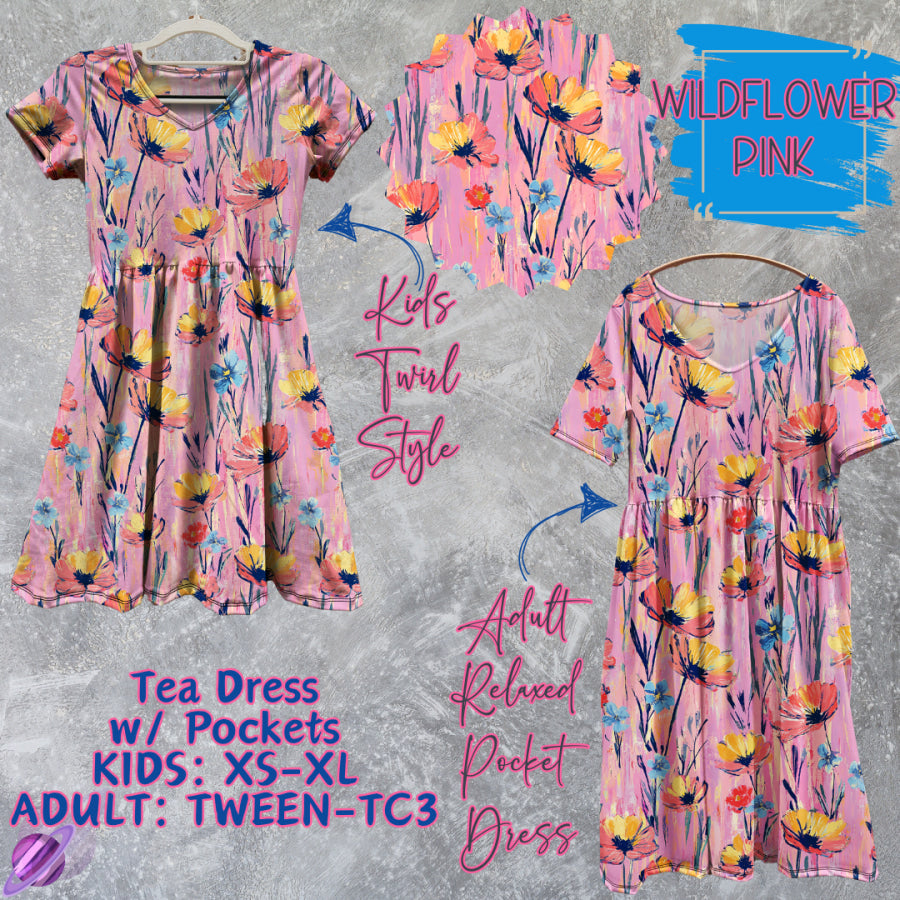 Preorder Custom Tea Dress w/ Pockets - Wildflower Pink - Closes 15 May - ETA mid Aug 2025 Dresses