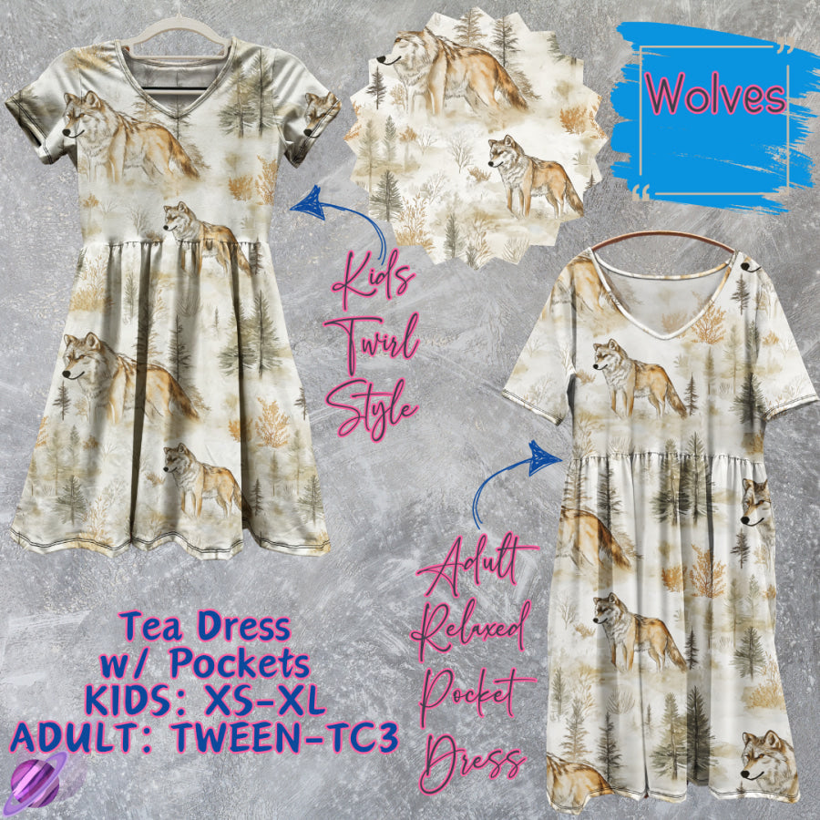 Preorder Custom Tea Dress w/ Pockets - Wolves - Closes 13 Mar - ETA late Jun 2025 Dresses