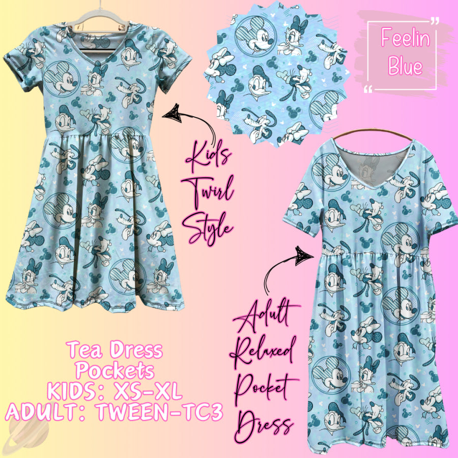 Preorder Custom Tea Dress with Pockets - Feelin Blue - Closes 31 Jan - ETA early May 2025 Dresses