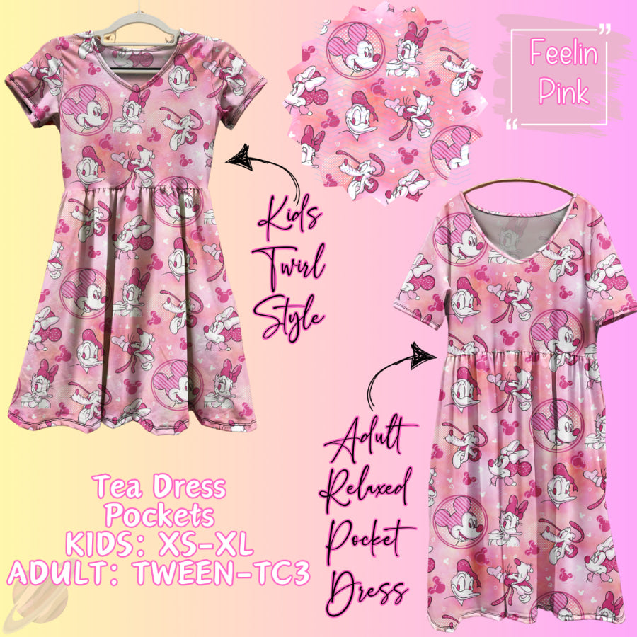 Preorder Custom Tea Dress with Pockets - Feelin Pink - Closes 31 Jan - ETA early May 2025 Dresses