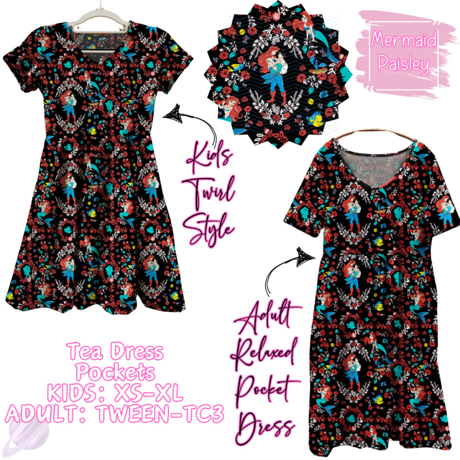 Preorder Custom Tea Dress with Pockets - Mermaid Paisley - Closes 31 Jan - ETA early May 2025 Dresses