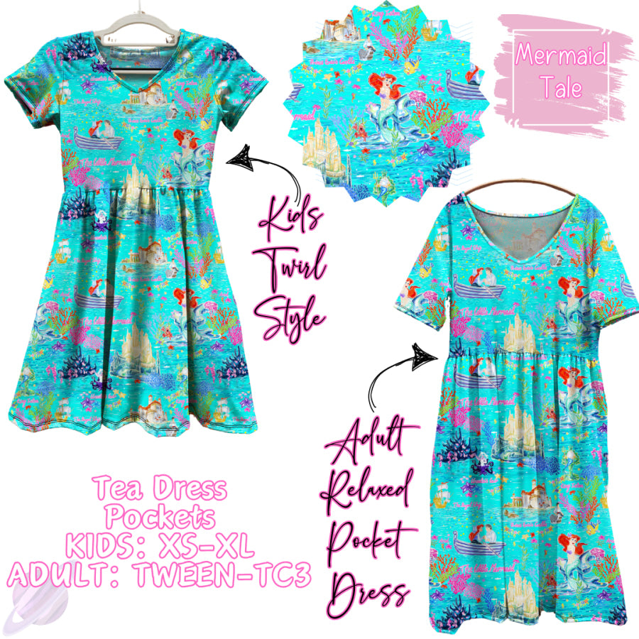 Preorder Custom Tea Dress with Pockets - Mermaid Tale - Closes 31 Jan - ETA early May 2025 Dresses