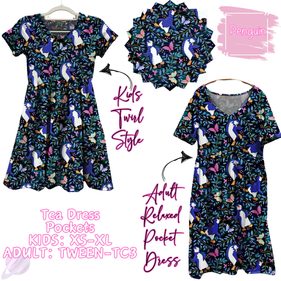 Preorder Custom Tea Dress with Pockets - Penguin - Closes 31 Jan - ETA early May 2025 Dresses