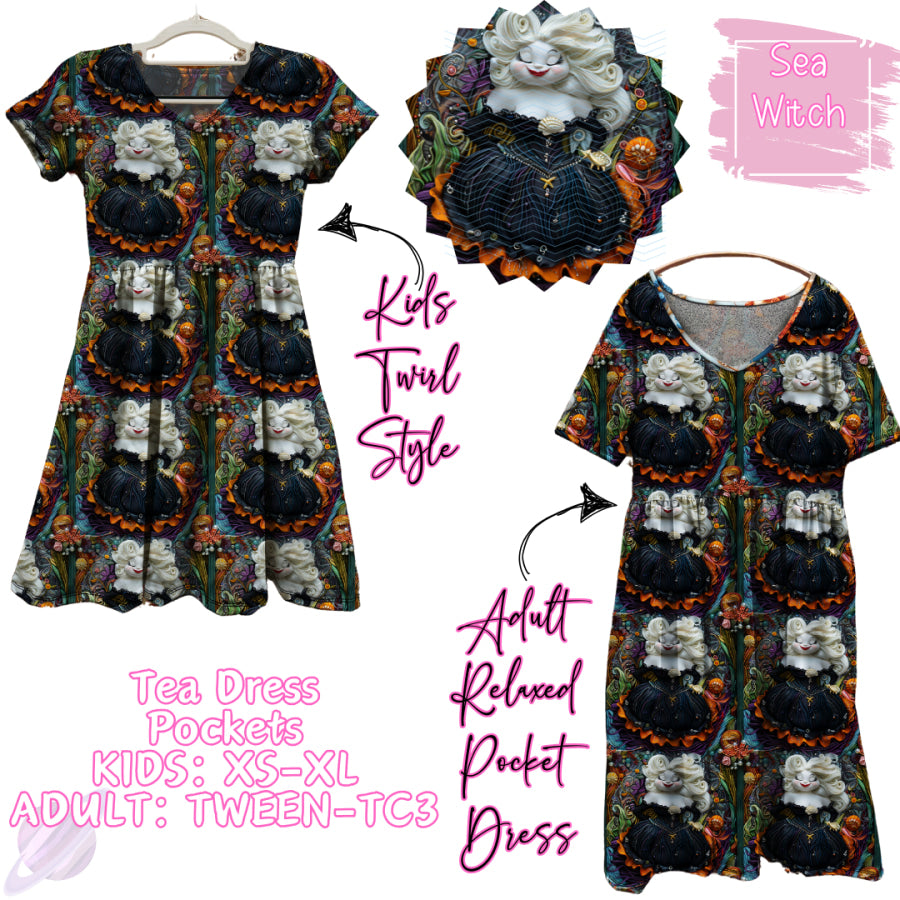 Preorder Custom Tea Dress with Pockets - Sea Witch - Closes 31 Jan - ETA early May 2025 Dresses