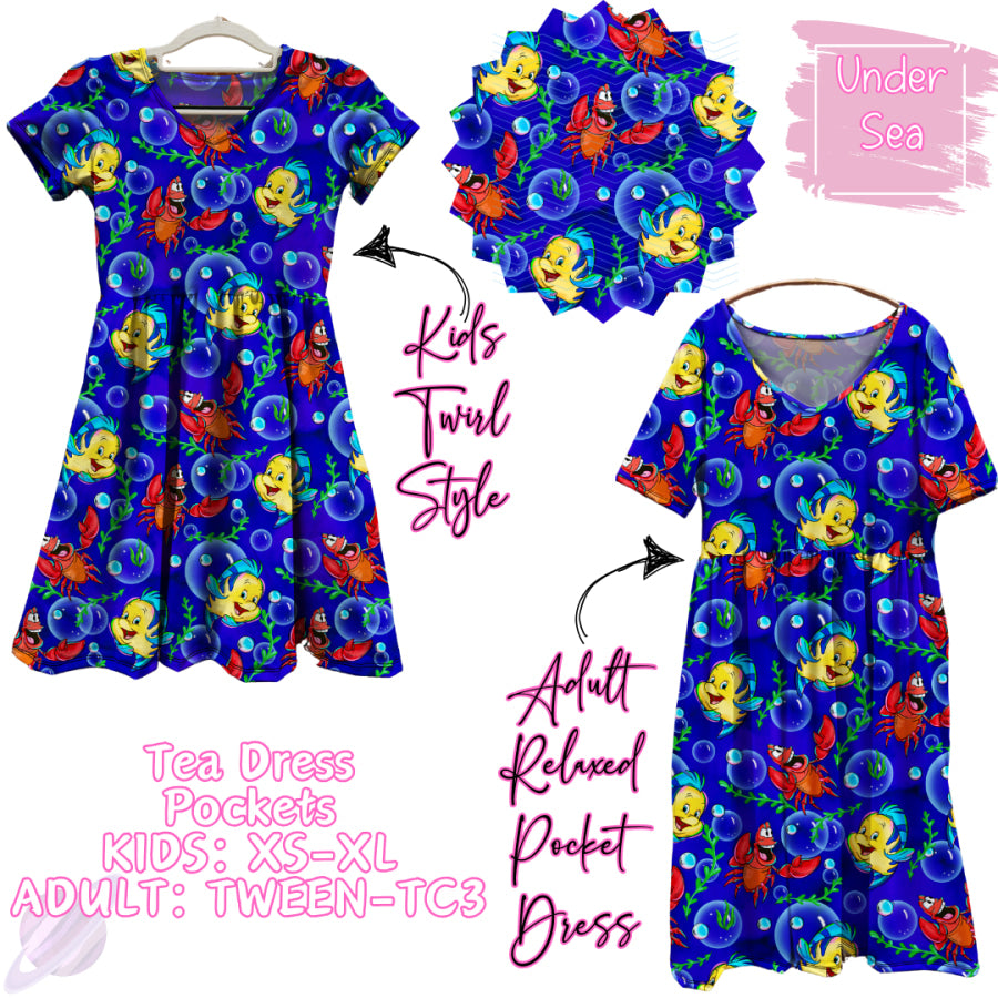 Preorder Custom Tea Dress with Pockets - Under Sea - Closes 31 Jan - ETA early May 2025 Dresses