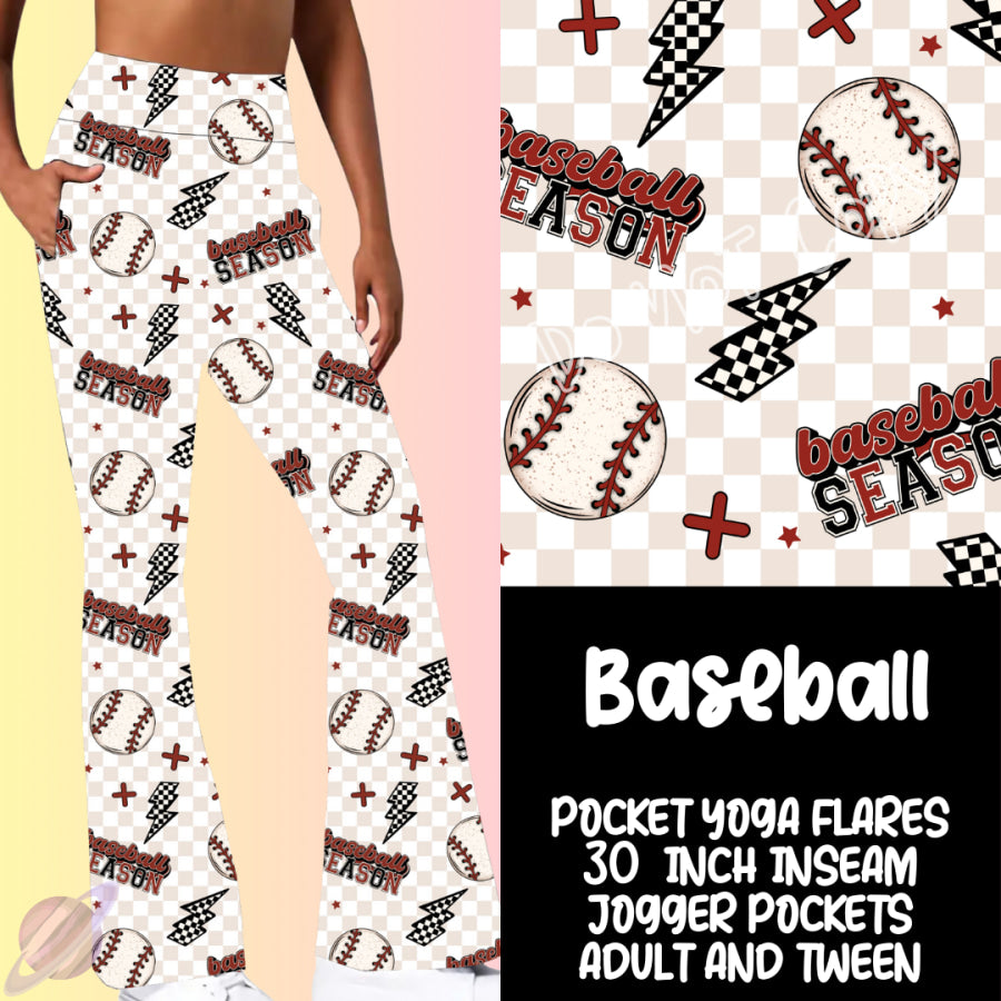 PREORDER Custom Yoga Flare Leggings - Baseball - Closes 16 Feb - ETA early May 2025 Leggings