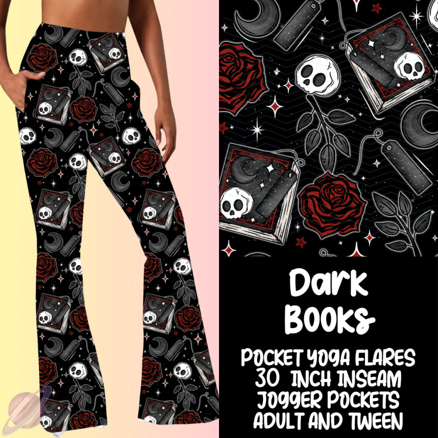 PREORDER Custom Yoga Flare Leggings - Dark Books - Closes 16 Feb - ETA early May 2025 Leggings