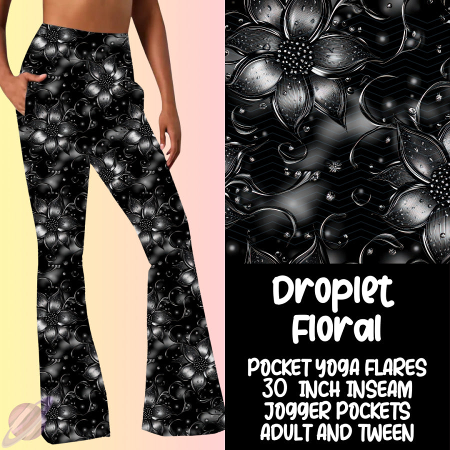 PREORDER Custom Yoga Flare Leggings - Droplet Floral - Closes 16 Feb - ETA early May 2025 Leggings