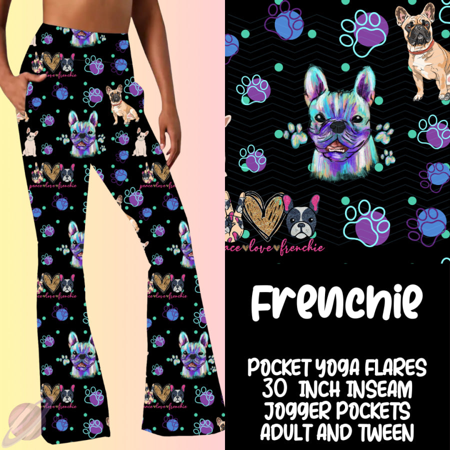 PREORDER Custom Yoga Flare Leggings - Frenchie - Closes 16 Feb - ETA early May 2025 Leggings