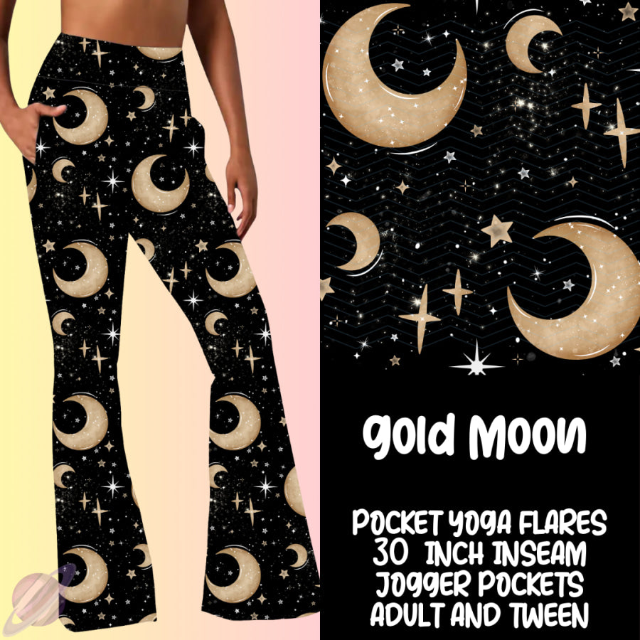 PREORDER Custom Yoga Flare Leggings - Gold Moon - Closes 16 Feb - ETA early May 2025 Leggings