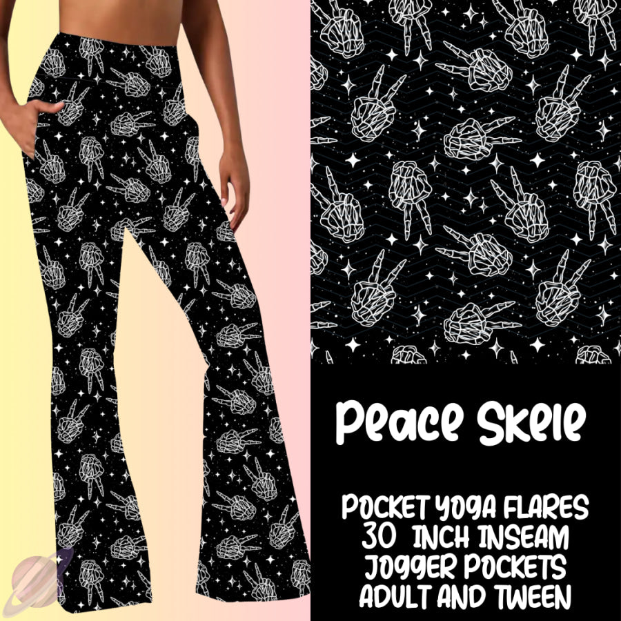 PREORDER Custom Yoga Flare Leggings - Peace Skele - Closes 16 Feb - ETA early May 2025 Leggings